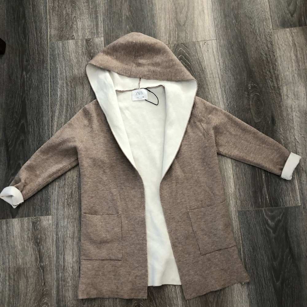 Zara girls 9 super soft cardigan tan/beige worn once